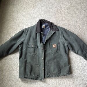 Carhartt Green Military Field Jacket Durable Canvas